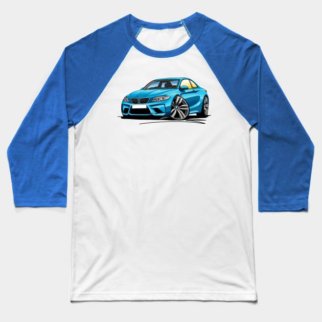 BMW M2 (F87) Blue Caricature Car Art Baseball T-Shirt by y30man5